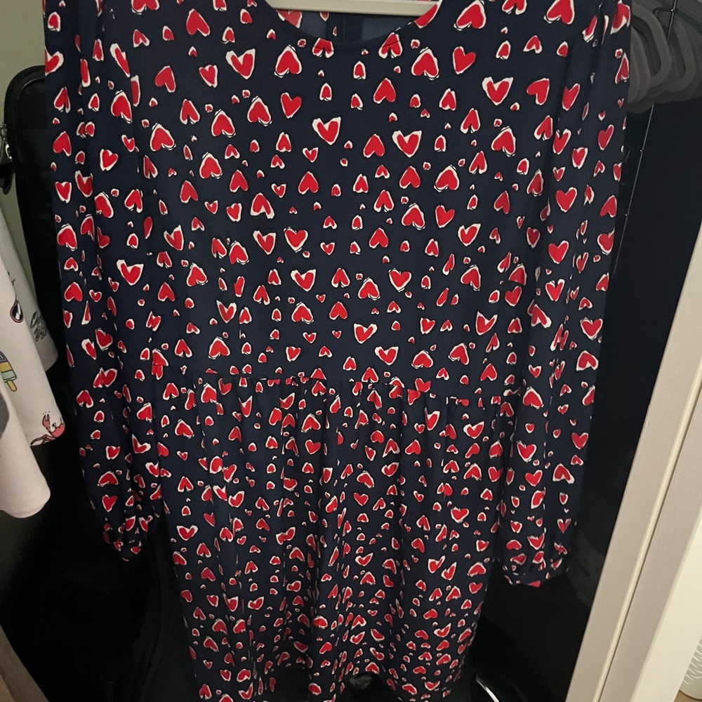 Heart Print Long Sleeve Dress